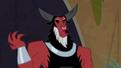 Size: 1920x1080 | Tagged: safe, screencap, lord tirek, queen chrysalis, centaur, frenemies (episode), g4, male, nose piercing, nose ring, open mouth, piercing, septum piercing, solo focus