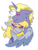 Size: 1280x1703 | Tagged: safe, artist:cubbybatdoodles, derpy hooves, ponet, pegasus, pony, unicorn, g4, blushing, female, husband and wife, male, mare, ponetderp, shipping, simple background, stallion, straight, transparent background