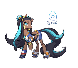 Size: 1000x875 | Tagged: safe, artist:catin, earth pony, pony, crossover, ear piercing, earring, female, jewelry, mare, nessa, piercing, pokemon sword and shield, pokémon, ponified, simple background, solo, white background
