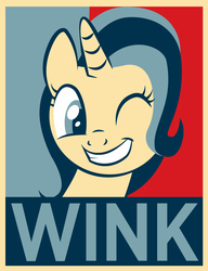 Size: 920x1200 | Tagged: safe, artist:dan232323, trixie, pony, unicorn, a horse shoe-in, g4, cute, diatrixes, female, hope poster, mare, one eye closed, parody, poster, recolor, shepard fairey, wink