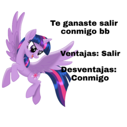 Size: 720x720 | Tagged: safe, twilight sparkle, alicorn, pony, g4, my little pony: the movie, caption, meme, shitposting, simple background, spanish, twilight sparkle (alicorn)