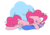 Size: 842x595 | Tagged: safe, artist:shelltoon, pinkie pie, earth pony, pony, g4, exhausted, female, newbie artist training grounds, pillow, simple background, solo, transparent, transparent background