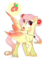 Size: 795x1005 | Tagged: safe, artist:6sixfans2, artist:teepew, oc, oc only, oc:apple star, pegasus, pony, base used, colored wings, colored wingtips, cutie mark, female, hair bun, jewelry, necklace, not fluttershy, offspring, parent:big macintosh, parent:fluttershy, parents:fluttermac, red eyes, simple background, solo, transparent background