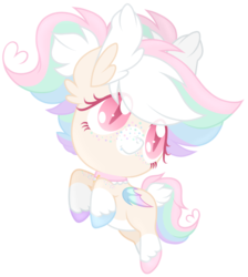 Size: 3056x3408 | Tagged: safe, artist:souleevee99, oc, oc only, oc:cotton clouds, bat pony, pony, bat pony oc, chibi, female, high res, pastel, simple background, solo, transparent background
