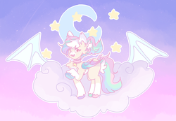 Size: 2800x1940 | Tagged: safe, oc, oc:cotton clouds, bat pony, pony, female, looking at you, pastel