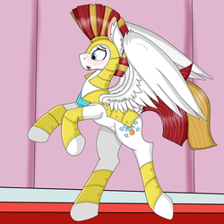 Size: 5000x5000 | Tagged: safe, artist:cuddlelamb, oc, oc only, oc:cuddlelamb, pegasus, pony, armor, blushing, dock, open mouth, pacifier, rearing, royal guard, solo