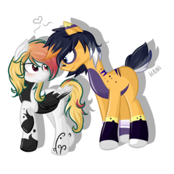 Size: 894x894 | Tagged: safe, artist:crayoneslapiz, oc, oc only, earth pony, pegasus, pony, deer tail, female, male, mare, simple background, stallion, transparent background