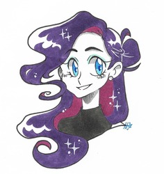 Size: 1204x1277 | Tagged: safe, rarity, human, equestria girls, g4, female, smiling, solo, sparkles, traditional art