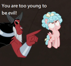 Size: 338x314 | Tagged: safe, edit, edited screencap, screencap, cozy glow, lord tirek, pegasus, pony, frenemies (episode), g4, cozy glow is best facemaker, cozy glow is not amused, female, filly, foal, precocious