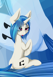 Size: 1800x2600 | Tagged: safe, artist:styroponyworks, dj pon-3, vinyl scratch, pony, unicorn, g4, blue background, butt, dock, female, plot, simple background, solo, tongue out