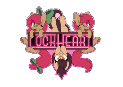 Size: 3508x2480 | Tagged: safe, artist:lockheart, oc, oc only, oc:cherry sweetheart, oc:lockie, oc:stella cherry, earth pony, pony, bow, cute, heart, heart eyes, high res, one eye closed, simple background, tail bow, transparent background, twins, wingding eyes, wink