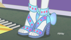 Size: 854x480 | Tagged: safe, screencap, rarity, equestria girls, equestria girls specials, g4, my little pony equestria girls: better together, my little pony equestria girls: rollercoaster of friendship, cropped, feet, high heels, legs, metallic, open-toed shoes, pictures of legs, sandals, shoes, solo, toes