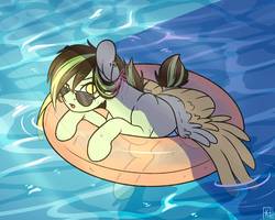 Size: 999x800 | Tagged: safe, artist:ak4neh, oc, oc only, oc:akane, pegasus, pony, female, mare, solo, swimming pool