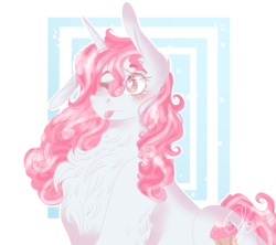 Size: 4500x4000 | Tagged: safe, artist:6-fingers-lover, oc, oc only, oc:cupcake, pony, unicorn, absurd resolution, bust, chest fluff, female, mare, one eye closed, portrait, solo, tongue out, wink