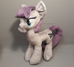 Size: 1500x1363 | Tagged: safe, artist:hipsterowlet, boulder (g4), maud pie, pony, g4, irl, missing accessory, mouth hold, photo, plushie, solo, wrong cutie mark