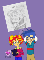 Size: 1024x1417 | Tagged: safe, artist:stella-exquisa, flash sentry, sunset shimmer, equestria girls, g4, female, male, ship:flashimmer, shipping, straight