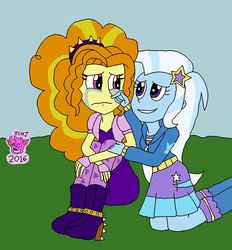 Size: 1024x1103 | Tagged: safe, artist:stella-exquisa, adagio dazzle, trixie, equestria girls, g4, female, lesbian, ship:triagio, shipping