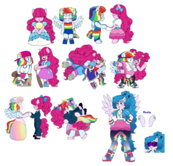 Size: 1771x1700 | Tagged: safe, artist:unoriginai, firefly, pinkie pie, rainbow dash, earth pony, gem (race), gem pony, pegasus, anthro, semi-anthro, unguligrade anthro, equestria girls, g4, spoiler:steven universe, alternate hairstyle, alternate universe, arm hooves, baseball, baseball bat, baseball cap, baseball glove, bipedal, cap, clothes, crossover, cute, dancing, dashabetes, diapinkes, dress, ear piercing, earring, equestria girls outfit, equestria girls ponified, female, fusion, fusion:pinkie pie, fusion:pinkiedash, fusion:rainbow dash, garnet (steven universe), gem, gem fusion, gemsona, girly girl, hat, jewelry, lesbian, lesbian wedding, mare, marriage, married couple, mixed race, piercing, role reversal, ruby, ruby (steven universe), rupphire, sapphire, sapphire (steven universe), ship:pinkiedash, shipping, spoilers for another series, sports, steven universe, suit, sunglasses, tomboy, tuxedo, veil, wedding, wedding dress, wife, wives