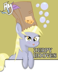 Size: 2100x2800 | Tagged: safe, derpy hooves, pegasus, pony, g4, female, food, high res, muffin, paper bag, solo, wingless