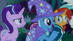 Size: 1920x1080 | Tagged: safe, screencap, starlight glimmer, sunburst, terramar, trixie, hippogriff, pony, unicorn, g4, student counsel, female, male, mare, stallion