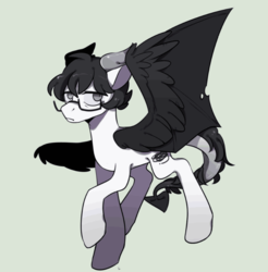 Size: 784x796 | Tagged: safe, artist:snowillusory, oc, oc only, oc:auropa, demon, demon pony, original species, glasses, male, solo, stallion