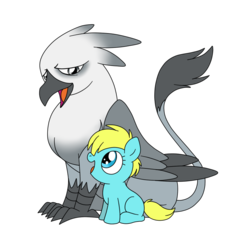 Size: 800x800 | Tagged: safe, artist:perfectpinkwater, griffon, pony, chozo, crossover, female, filly, griffonized, male, metroid, old bird (metroid), ponified, samus aran, simple background, species swap, transparent background, younger