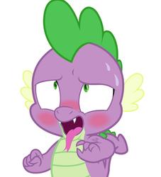 Size: 1005x1106 | Tagged: safe, artist:spookitty, spike, dragon, g4, ahegao, ahego meme, blushing, claws, meme, movie accurate, open mouth, sweat, tongue out, wings