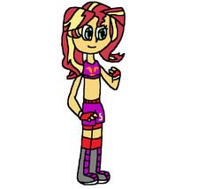 Size: 1095x936 | Tagged: safe, artist:mixopolischannel, sunset shimmer, equestria girls, g4, clothes, exeron fighters, exeron gloves, exeron outfit, midriff, sports bra