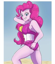 Size: 1771x2055 | Tagged: safe, artist:sumin6301, pinkie pie, equestria girls, equestria girls series, adorasexy, ass, balloonbutt, butt, clothes, cute, female, sexy, smiling, solo, swimsuit