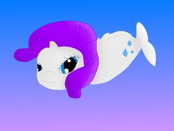 Size: 1600x1200 | Tagged: safe, artist:slimgoomba, rarity, fish, pony, unicorn, g4, female, fishified, gradient background, horn, mare, rarifish, solo, species swap