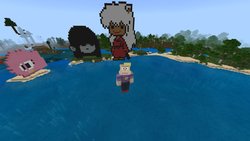 Size: 1280x720 | Tagged: safe, artist:theanimefanz, oc, oc:fluffle puff, earth pony, human, pony, female, inuyasha, inuyasha (character), lucy loud, male, minecraft, pixel art, sadie miller, steven universe, the loud house