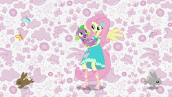 Size: 1920x1080 | Tagged: safe, screencap, angel bunny, fluttershy, spike, spike the regular dog, butterfly, dog, owl, rabbit, equestria girls, equestria girls series, g4, animal, clothes, feet, female, geode of fauna, magical geodes, male, paws, ponied up, sandals, smiling, spike's dog collar, theme song, wings