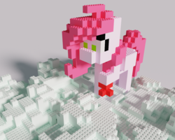 Size: 1280x1024 | Tagged: safe, artist:sugar morning, oc, oc only, oc:sugar morning, pegasus, pony, 3d, cloud, female, lego, magicavoxel, mare, solo, standing, voxel art