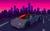Size: 3840x2400 | Tagged: safe, artist:darkdoomer, silver spoon, pony, g4, car, city, cityscape, driving, female, high res, legitimately amazing mspaint, lights, ms paint, retrowave, road, solo, sportscar, sunset, wallpaper