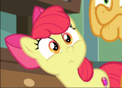 Size: 819x594 | Tagged: safe, screencap, apple bloom, goldie delicious, earth pony, pony, g4, going to seed, adorabloom, bow, cropped, cute, elderly, faic, female, filly, hair bow, offscreen character, solo focus