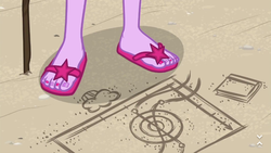 Size: 854x480 | Tagged: safe, sci-twi, twilight sparkle, equestria girls, equestria girls series, friendship math, g4, close-up, feet, female, flip-flops, legs, nail polish, pictures of legs, sandals, solo, toenail polish, toes