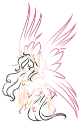Size: 2055x3044 | Tagged: safe, artist:oneiria-fylakas, oc, oc only, oc:ibath, alicorn, pony, seraph, seraphicorn, alicorn oc, female, high res, hooves, horn, lineart, mare, minimalist, modern art, multiple wings, simple background, solo, tattoo design, transparent background, wings