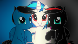 Size: 3840x2160 | Tagged: safe, artist:agkandphotomaker2000, dj pon-3, vinyl scratch, oc, oc:arnold the pony, oc:pony video maker, pegasus, pony, unicorn, g4, adorable face, cute, friendship, group shot, high res, looking at you