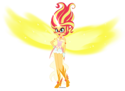 Size: 6500x4708 | Tagged: dead source, safe, artist:wubcakeva, sunset shimmer, equestria girls, g4, my little pony equestria girls: friendship games, absurd resolution, artificial wings, augmented, clothes, cute, daydream shimmer, dress, face paint, female, magic, magic wings, open mouth, simple background, solo, transparent background, wings