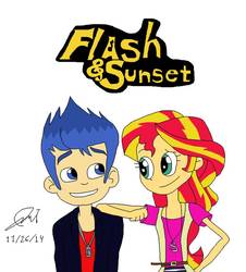 Size: 849x941 | Tagged: safe, artist:stella-exquisa, flash sentry, sunset shimmer, equestria girls, g4, female, male, ship:flashimmer, shipping, straight