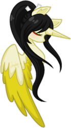 Size: 400x721 | Tagged: safe, artist:t-aroutachiikun, oc, oc only, alicorn, pony, alicorn oc, bust, eyes closed, female, mare, ponified, portrait, simple background, solo, taroutachi, transparent background, two toned wings, wings