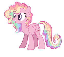 Size: 833x748 | Tagged: safe, artist:corporalvortex, oc, oc only, oc:rainbow confetti, pegasus, pony, base used, eye clipping through hair, magical lesbian spawn, offspring, parent:pinkie pie, parent:rainbow dash, parents:pinkiedash, pegasus oc, rainbow hair, show accurate, smiling, solo