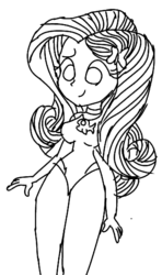 Size: 315x532 | Tagged: safe, artist:treble clefé, fluttershy, human, equestria girls, g4, clothes, female, lineart, monochrome, solo, swimsuit