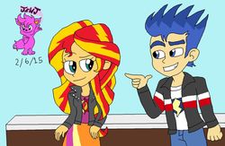 Size: 1024x667 | Tagged: safe, artist:stella-exquisa, flash sentry, sunset shimmer, equestria girls, g4, female, male, ship:flashimmer, shipping, straight