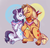 Size: 1550x1500 | Tagged: safe, artist:corporalvortex, applejack, rarity, earth pony, pony, unicorn, g4, applejack's hat, bandana, bisexual pride flag, both cutie marks, butch, butt freckles, button, clothes, cowboy hat, cute, ear fluff, eyes closed, eyeshadow, female, freckles, gender headcanon, hat, headcanon, heart, heart background, jackabetes, jewelry, leaning, lesbian, makeup, mare, masculine mare, nonbinary, nonbinary pride flag, nuzzling, pin, pins, pride, raribetes, scarf, sexuality headcanon, ship:rarijack, shipping, simple background, sitting, t4t, trans female, transgender pride flag, unshorn fetlocks