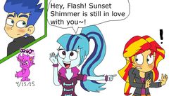 Size: 1024x563 | Tagged: safe, artist:stella-exquisa, flash sentry, sonata dusk, sunset shimmer, equestria girls, g4, female, male, ship:flashimmer, shipping, straight