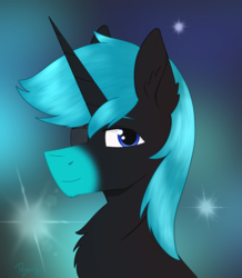 Size: 1366x1570 | Tagged: safe, artist:dyonys, derpibooru exclusive, oc, oc only, oc:angelo, pony, unicorn, bust, eyepatch, fluffy, male, stallion