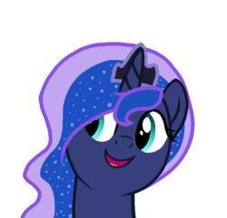 Size: 745x714 | Tagged: safe, artist:rainbow eevee, princess luna, alicorn, pony, g4, bust, cute, female, lunabetes, open mouth, princess, simple background, smiling, solo, transparent background