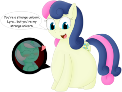 Size: 2870x2154 | Tagged: safe, artist:girlsvoreboys, bon bon, lyra heartstrings, sweetie drops, earth pony, pony, g4, belly, big belly, blushing, bon vore, dialogue, endosoma, eyes closed, female, fetish, floating heart, heart, high res, internal, lesbian, open mouth, same size vore, ship:lyrabon, shipping, simple background, smiling, transparent background, vore, willing vore, x3