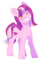 Size: 898x1332 | Tagged: safe, artist:shady-bush, oc, oc only, earth pony, pony, female, mare, one eye closed, simple background, solo, transparent background, wink